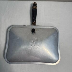 Vintage Silent Butler Crumb Catcher Sheffield Stainless Steel Worn Wooden Handle